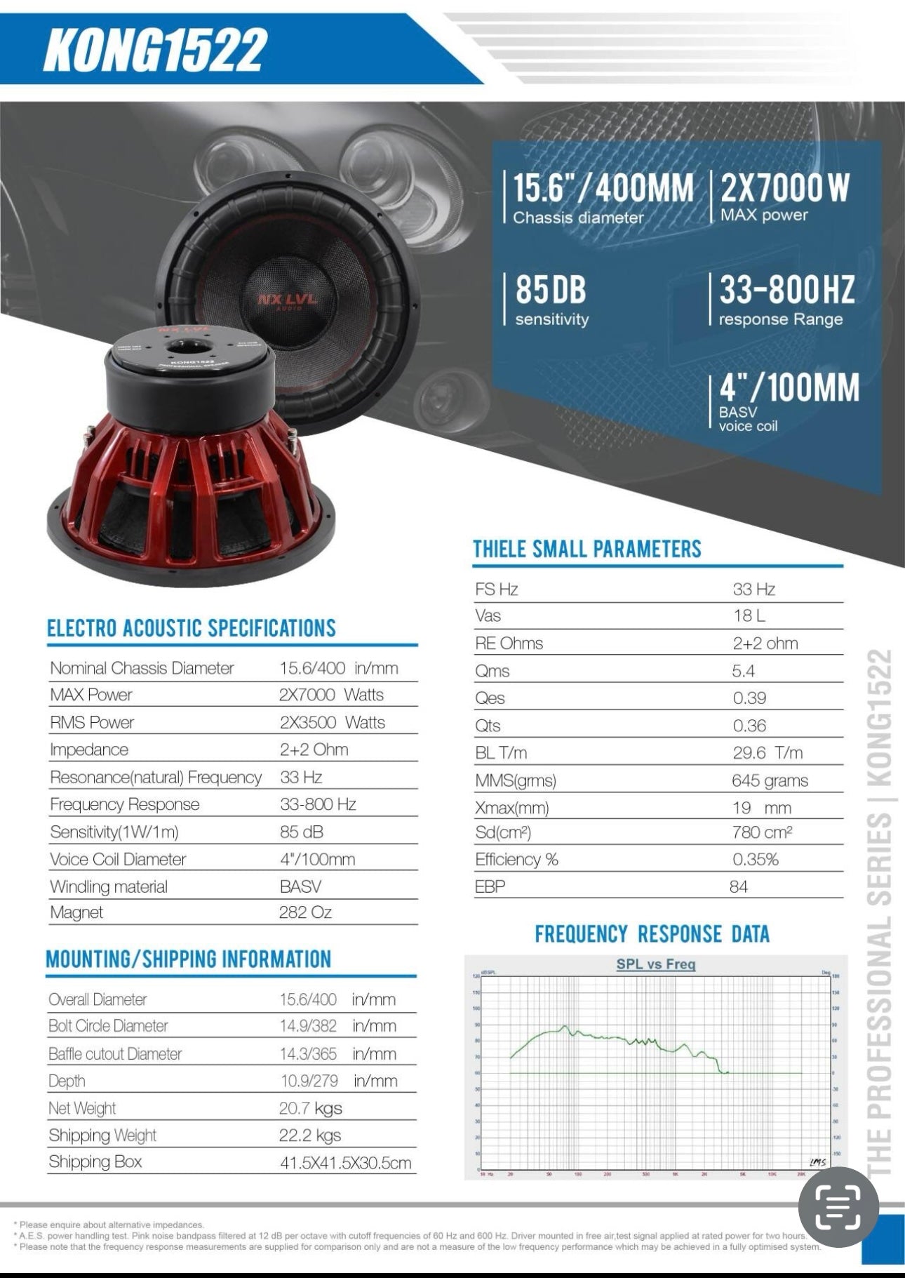 KONG 15" Dual 2 Ohm Subwoofer